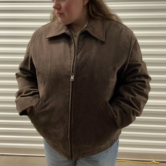 Timberland Brown leather bomber jacket Distressed Leather - Picture 1 of 8